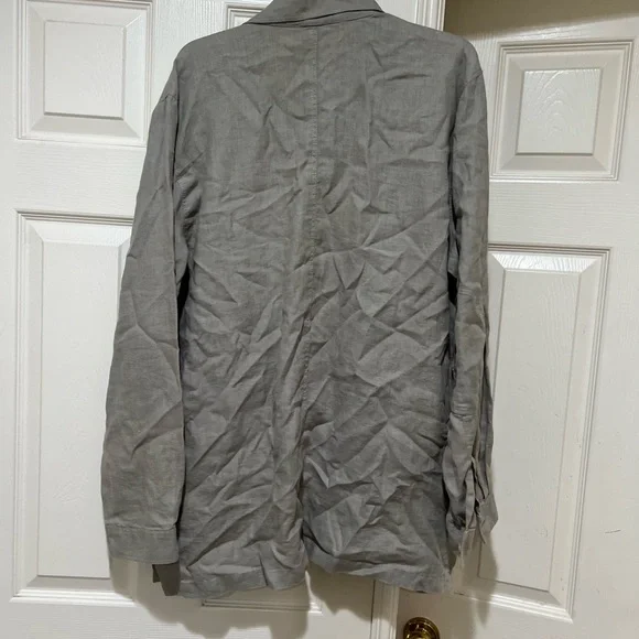 Haupt‎ Germany Linen Button Down Mens Large Long Sleeves Gray Shirt Patch Elbow